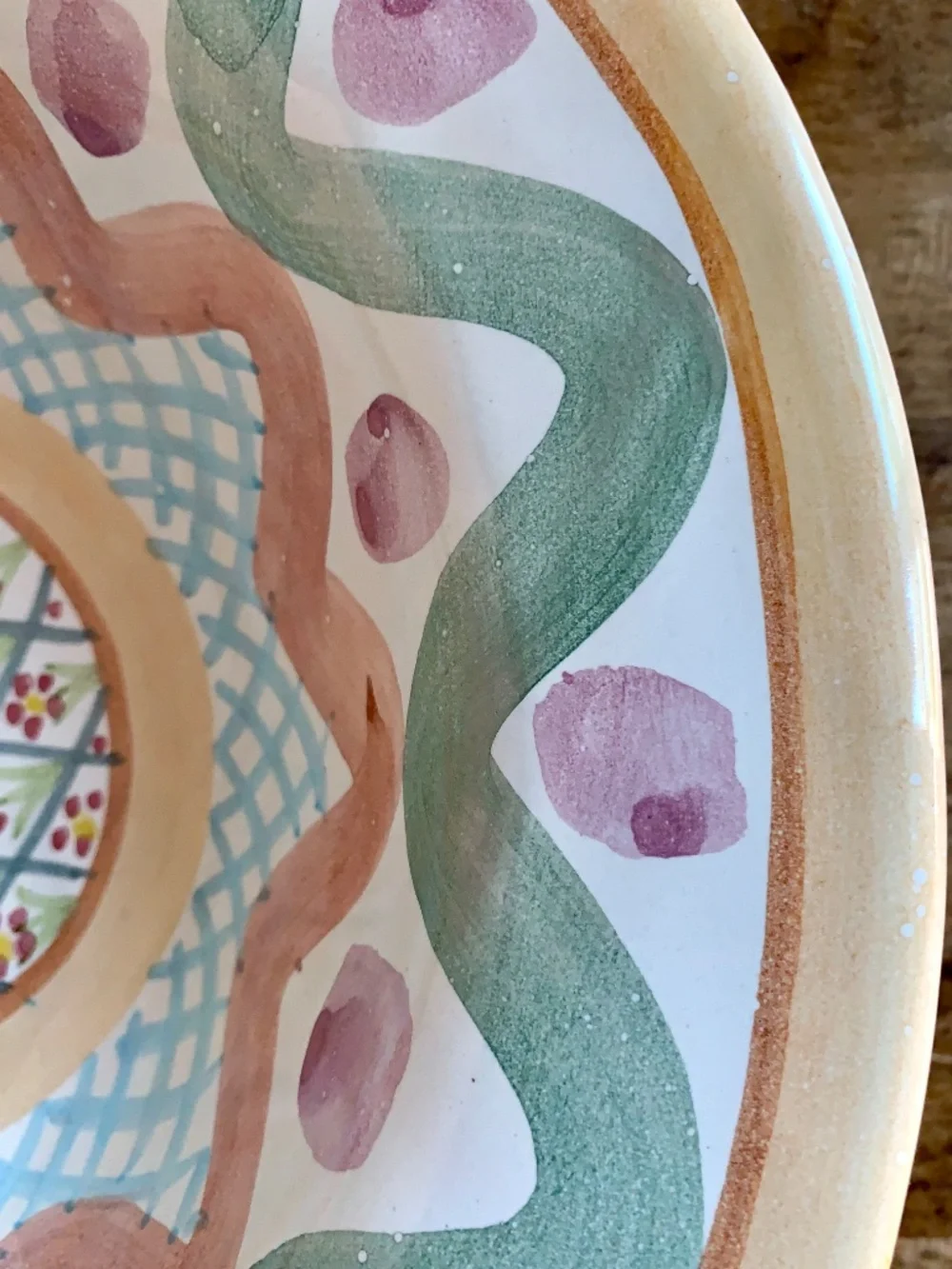 MacKenzie-Childs Hand-Painted Floral Serving Bowl 12” Made in Italy